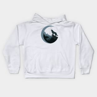 The Wolf who loves the moon Kids Hoodie